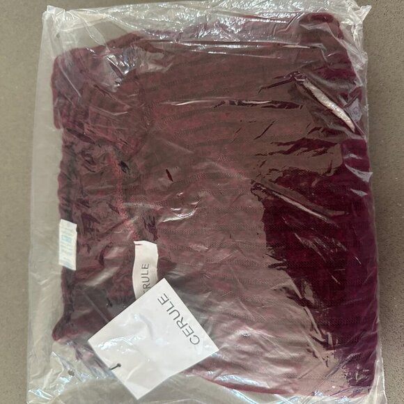 Wine Red Oversized Rib Knit Sweater Top – Cozy Soft Balloon Sleeve (NIP) - Picture 8 of 9